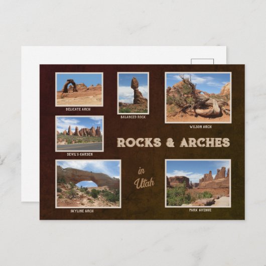 Utah : Carte postale Rocks & Arches (Devant / Derrière)