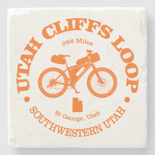 Utah Cliffs Loop (fietsen) Stenen Onderzetter (Voorkant)