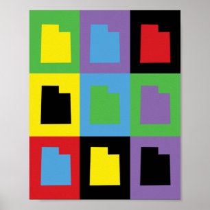 Utah Colorful Pop Art State Outline Patroon Poster