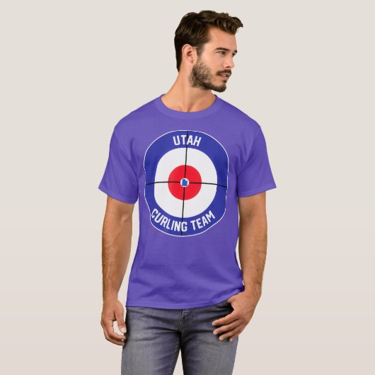 Utah Curling Team Sweep Rock UT State Outline T-shirt (Voorkant volledig)
