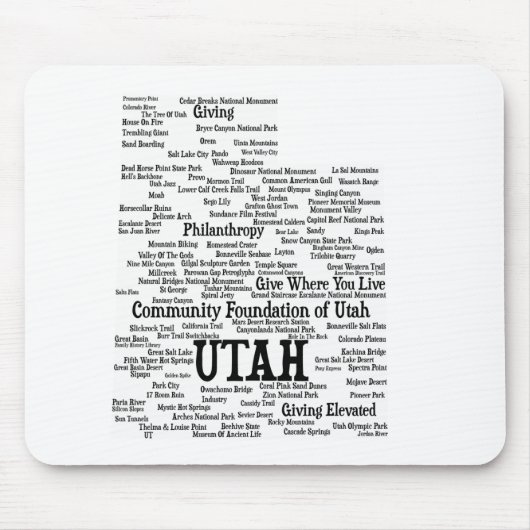 UTAH Custom Word Cloud mousepad - Zwarte tekst Muismat (Voorkant)