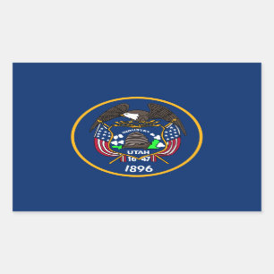 Utah: De bijenkorf staat Amerikaanse vlag, industr Rechthoekige Sticker