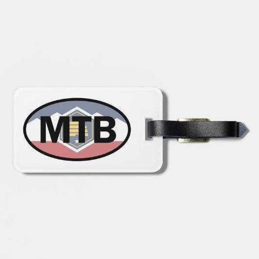 Utah Flag Mountain Biking Oval Bagagelabel (Achterkant horizontaal)