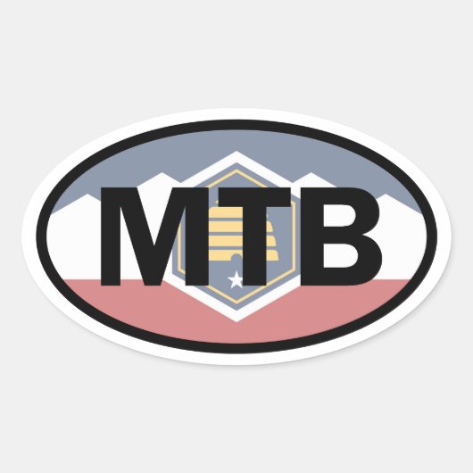 Utah Flag Mountain Biking Oval Ovale Sticker (Voorkant)