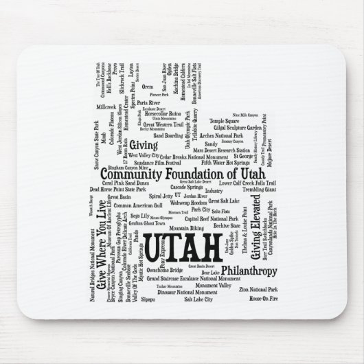 Utah Gepersonaliseerd Word Cloud Muismat - Zwarte  (Voorkant)