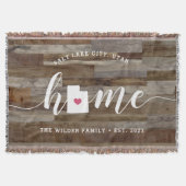 Utah Home State Personalized Rustic Wood Kijk uit Deken (Voorkant)
