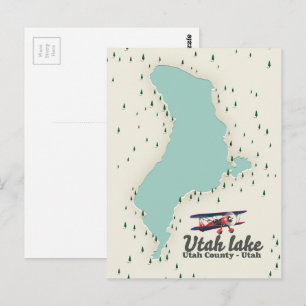 Utah Lake, Utah reisplattegrond Briefkaart
