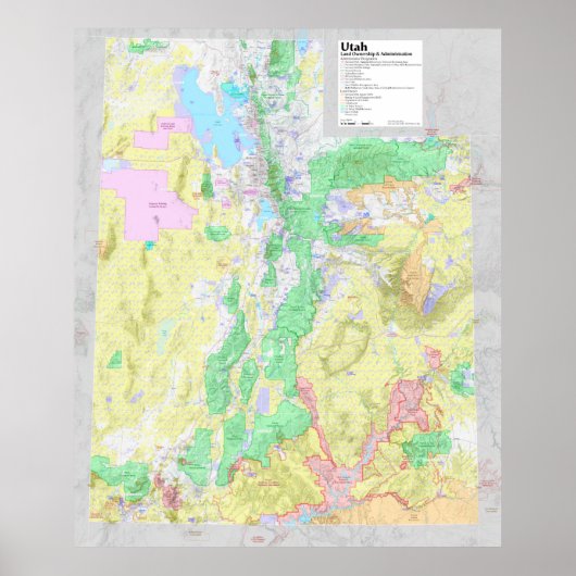 Utah Lands Map Poster (Voorkant)