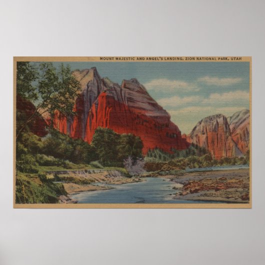 Utah - Mount Majestic & Angel's landing Poster (Voorkant)
