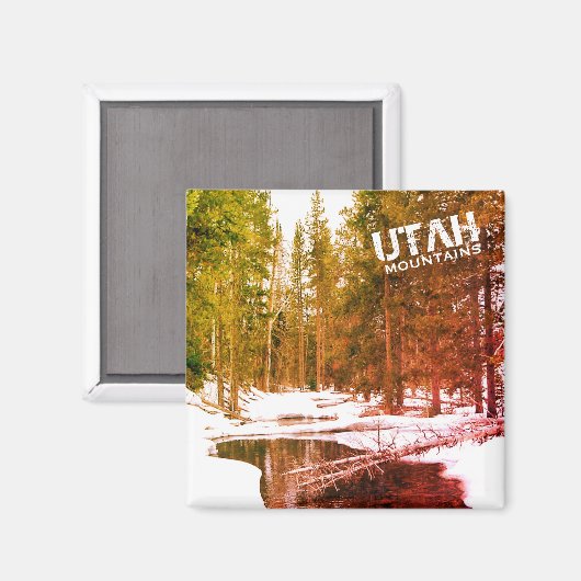 Utah Mountain Winter Landschap Magneet (Voorkant / Achterkant)