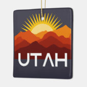 Utah Retro woestijnzonsondergang Keramisch Ornament (Links)