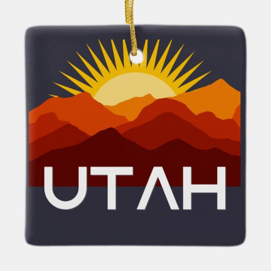 Utah Retro woestijnzonsondergang Keramisch Ornament (Voorkant)