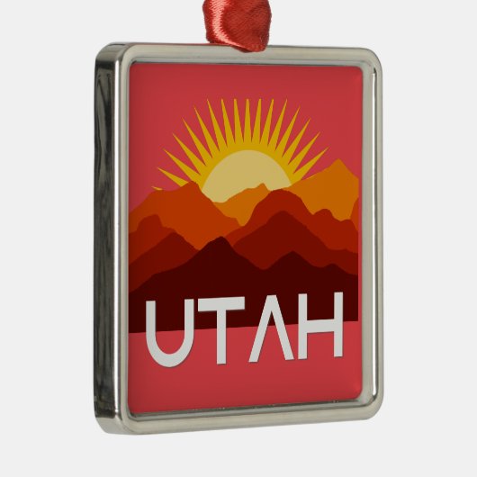 Utah Retro woestijnzonsondergang Metalen Ornament (Rechts)