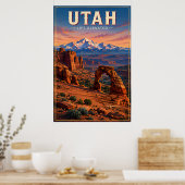 Utah Rode Rotsenberg Schitterende Ontsnapping Poster (Keuken)