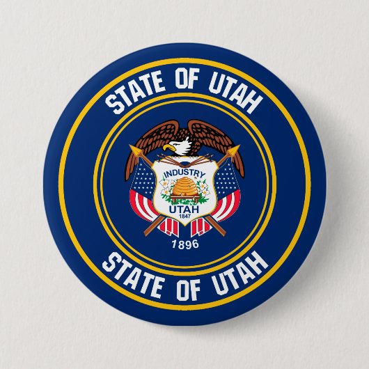Utah Round Emblem Ronde Button 7,6 Cm (Voorkant)