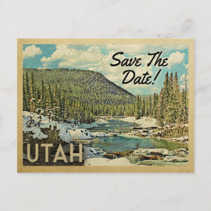 Utah Save the Date Mountains River Snow Aankondigingskaart