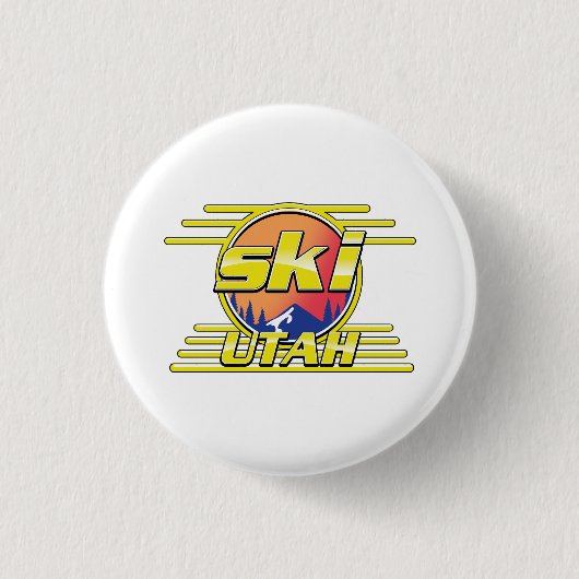 Utah Ski logo uit 1980 Ronde Button 3,2 Cm (Voorkant)