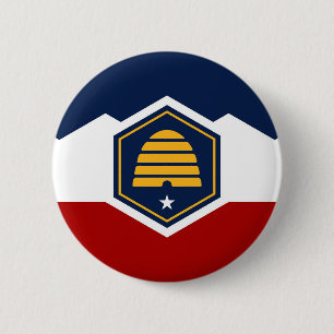 Utah staat nieuwe vlag symbool VS Amerika Ronde Button 5,7 Cm