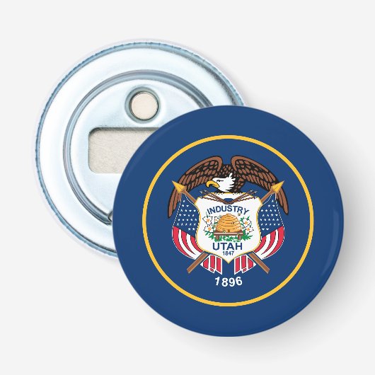 Utah Staatsvlag Button Flesopener (Voorkant)