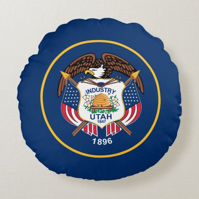 Utah Staatsvlag Rond Kussen (Voorkant)