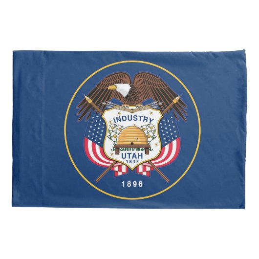 Utah State Flag Print Patriot Kussensloop (Achterkant)