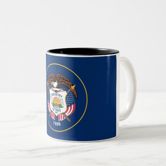 Utah State Flag Two-Tone Coffee Mok (Voorkant rechts)
