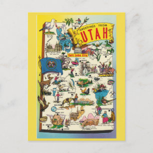 Utah State Map Briefkaart