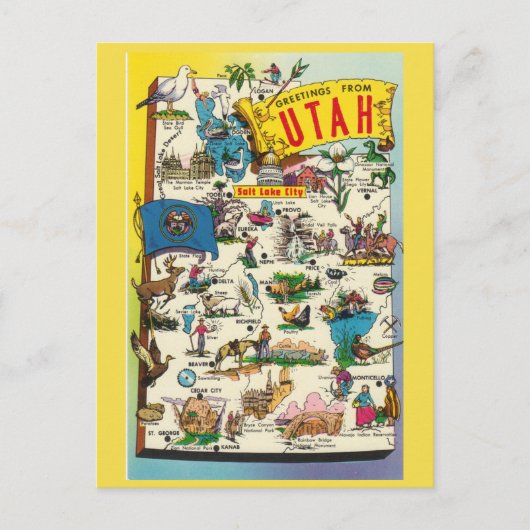 Utah State Map Briefkaart (Voorkant)