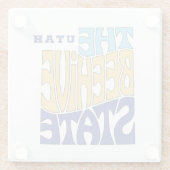 Utah State Nickname Word Art Glazen Onderzetter (Achterkant)