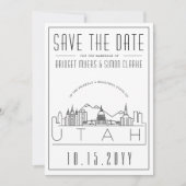 Utah Trouwdag Stijlvolle Silhouet Datum Op te Slaa Kaart (Voorkant)