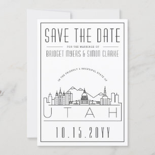 Utah Trouwkaart Gestileerde Silhouet Save The Date Kaart