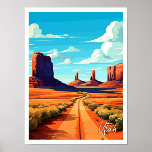Utah Verenigde Staten Art Vintage Travel Illustrat Poster