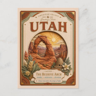 Utah Vintage Paper Cut American Arcana Briefkaart