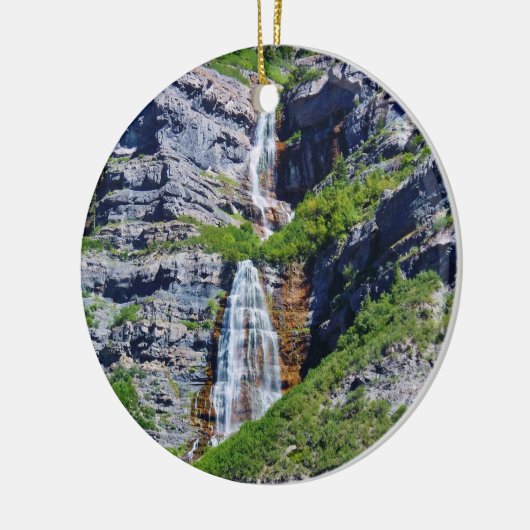 Utah Waterfall #1a - kerstversiering - rond Keramisch Ornament (Links)