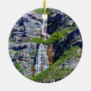 Utah Waterfall #1a - kerstversiering - rond Keramisch Ornament
