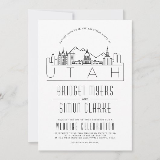 Utah Wedding | Veldlijnuitnodiging voor stylized S Kaart (Voorkant)