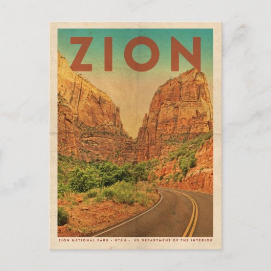  Utah Zion Nationaal Park Reis Briefkaart (Voorkant)