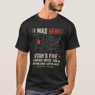 Utahs Five National Parks Souvenir US Map Moab Uta T-shirt