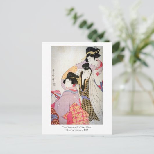 Utamaro Geishas met Tipsy Client Briefkaart (Staand voorkant)