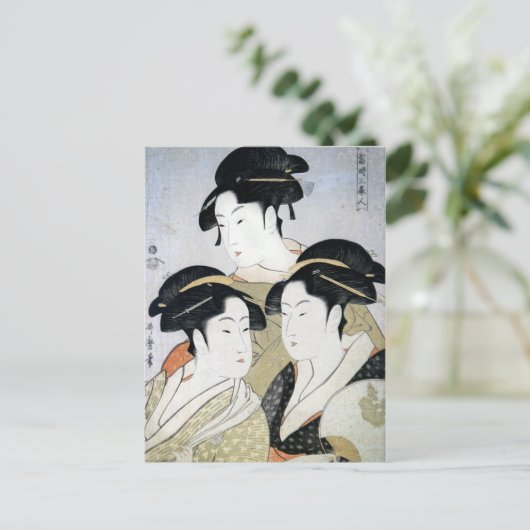 Utamaro Three Beauties of Edo Briefkaart (Staand voorkant)