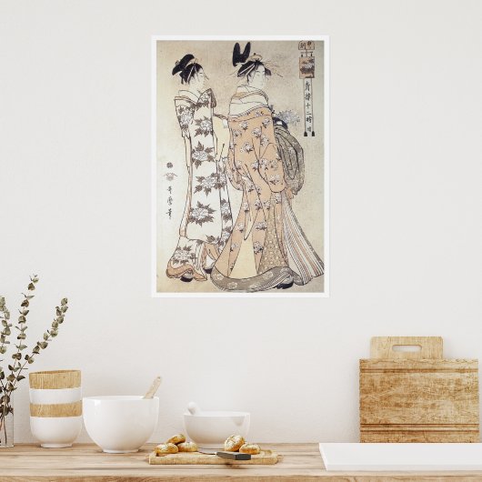 Utamaro-uur van de aap 1780-kunst-Prints Poster (Keuken)