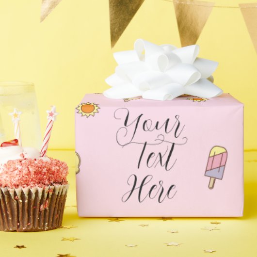 Ute Roze & Sinaasappel Ombre Zomer Inpakpapier (Verjaardagsfeest)