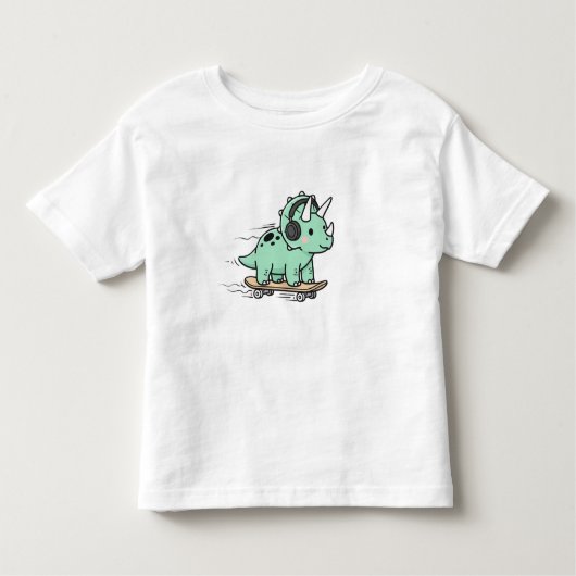 ute Triceratops Roller Skating for Kids Kinder Shirts (Voorkant)
