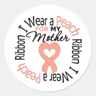 Uteriene kanker Ik Draag peach Ribbon voor mijn mo Ronde Sticker