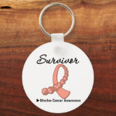 Uteriene kanker Survivor Gemstone Ribbon Sleutelhanger (Voorkant)