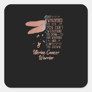 Uteriene kankerwaarschuwing Dragonfly Ribbon Vierkante Sticker
