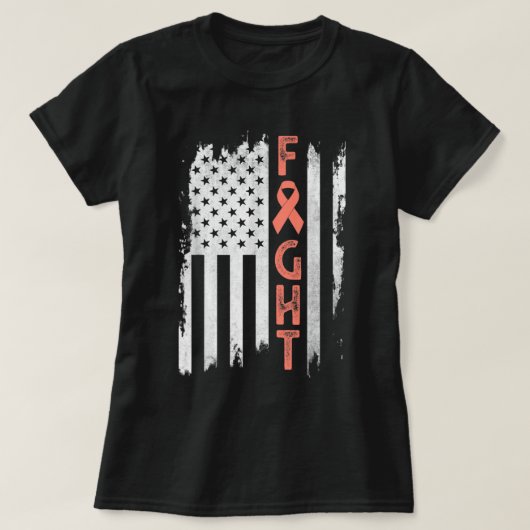 Uterine Cancer Awareness Peach Ribbon Endometrial T-shirt (Design voorkant)