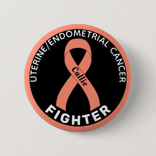 Uterine Endometriale Cancer Fighter Ribbon Black B Ronde Button 5,7 Cm