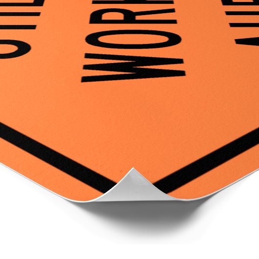 Utility Workers Ahead Construction Highway Sign Poster (Hoek)