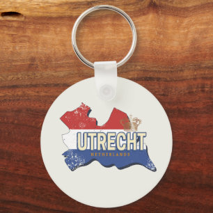 Utrecht Nederland Kaart Nederlands Souvenir Sleutelhanger